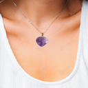 Natural Amethyst Crystal Gemstone Heart Pendant Necklace