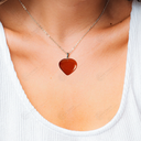 Natural Red Jasper Crystal Gemstone Heart Pendant Necklace