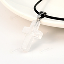 Natural Clear Quartz Crystal Gemstone Cross Pendant Necklace