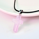 Natural Rose Quartz Crystal Gemstone Cross Pendant Necklace
