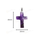 Natural Amethyst Crystal Gemstone Cross Pendant Necklace