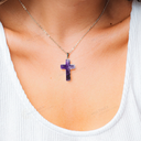 Natural Amethyst Crystal Gemstone Cross Pendant Necklace
