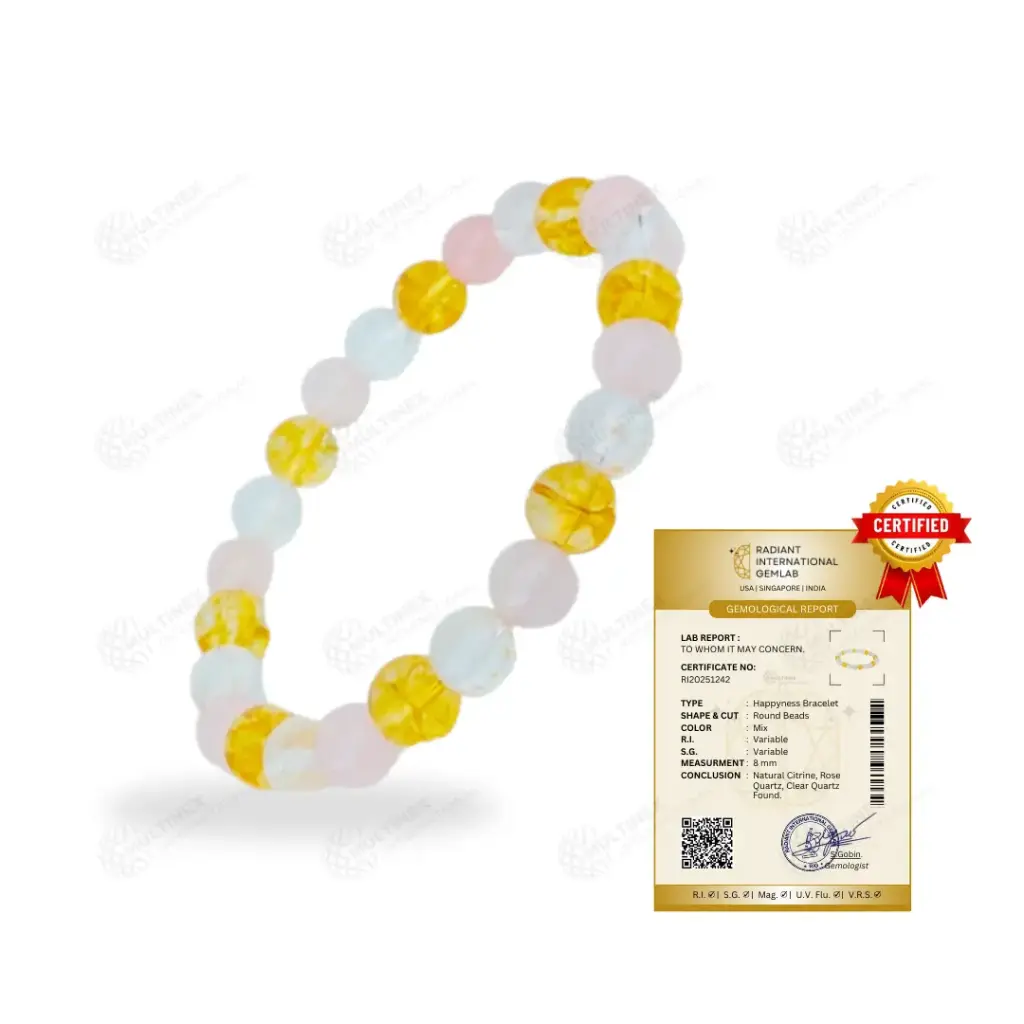 Happyness - Natural Gemstone Purpose Bracelet (Certified)