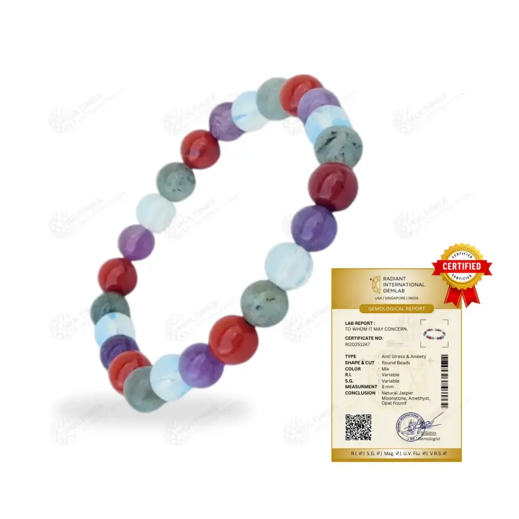 Anti Stress & Anxiety - Natural Gemstone Intention Bracelet (Cetrified)