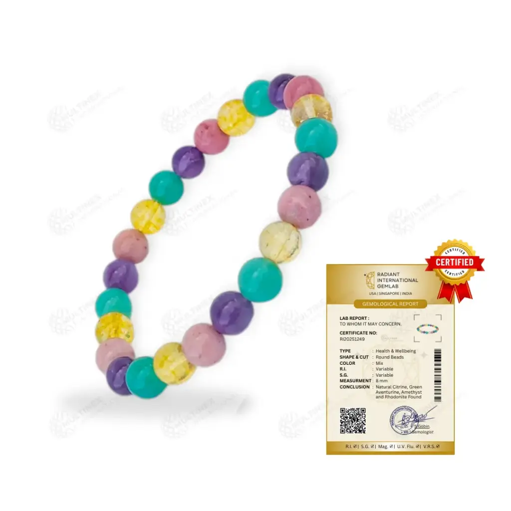 Health & Wellbeing - Natural Gemstone Purpose Bracelet (Certified)