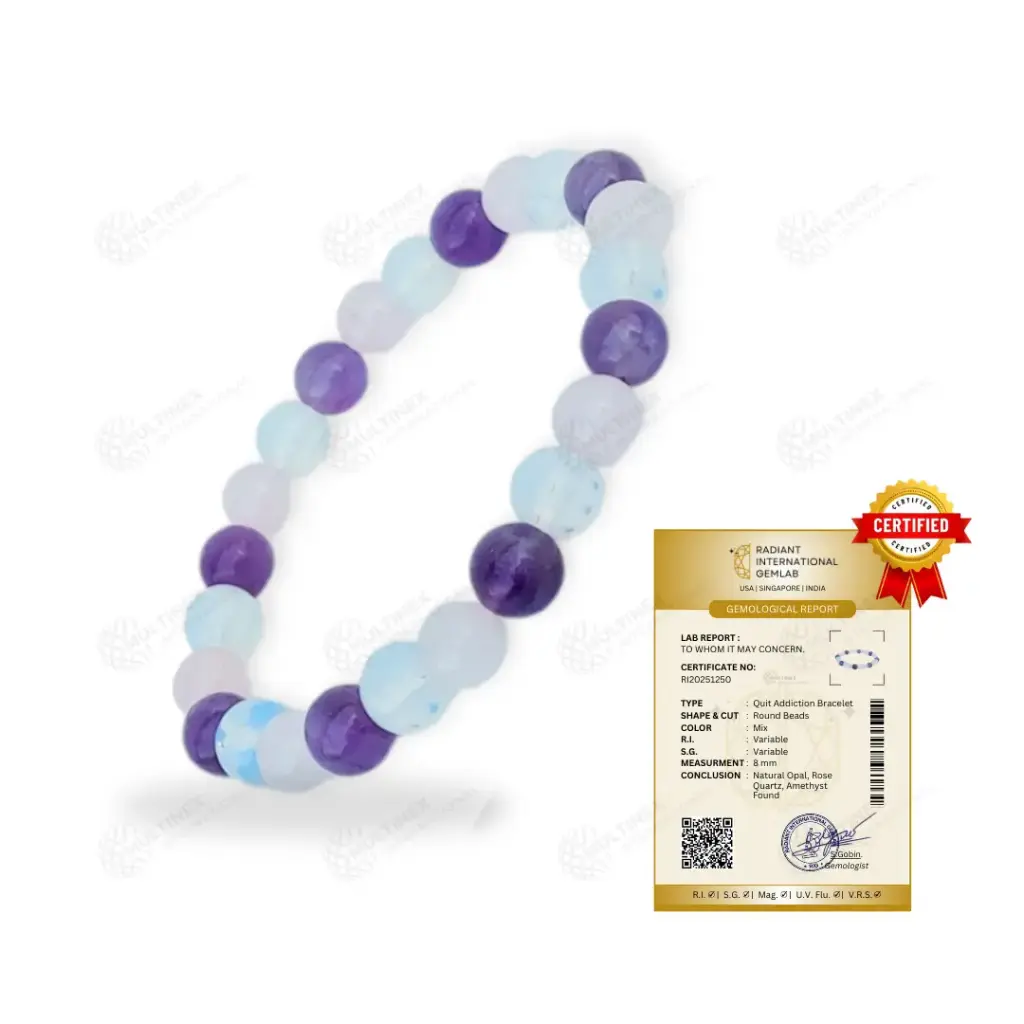 Quit Addiction - Natural Gemstone Purpose Bracelet (Certified)