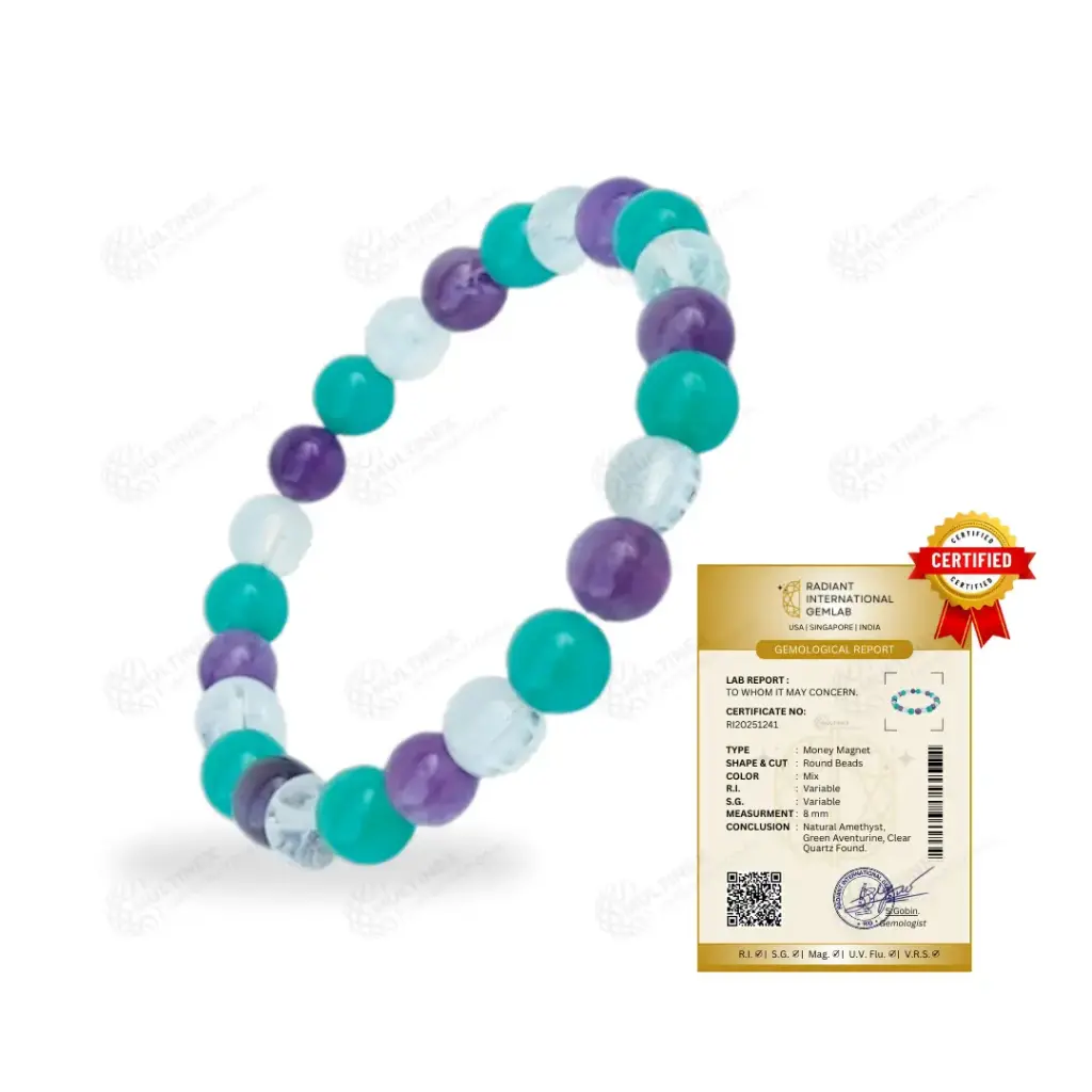 Money & Wealth - Natural Gemstone Purpose Bracelet (Cetrified)