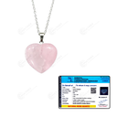 Natural Rose Quartz Crystal Gemstone Heart Pendant Necklace