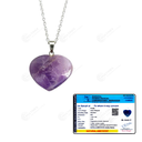 Natural Amethyst Crystal Gemstone Heart Pendant Necklace