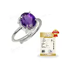 Natural Amethyst Gemstone Silver Ring (Certified)