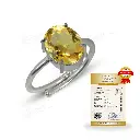 Natural Citrine Gemstone Silver Ring (Certified)