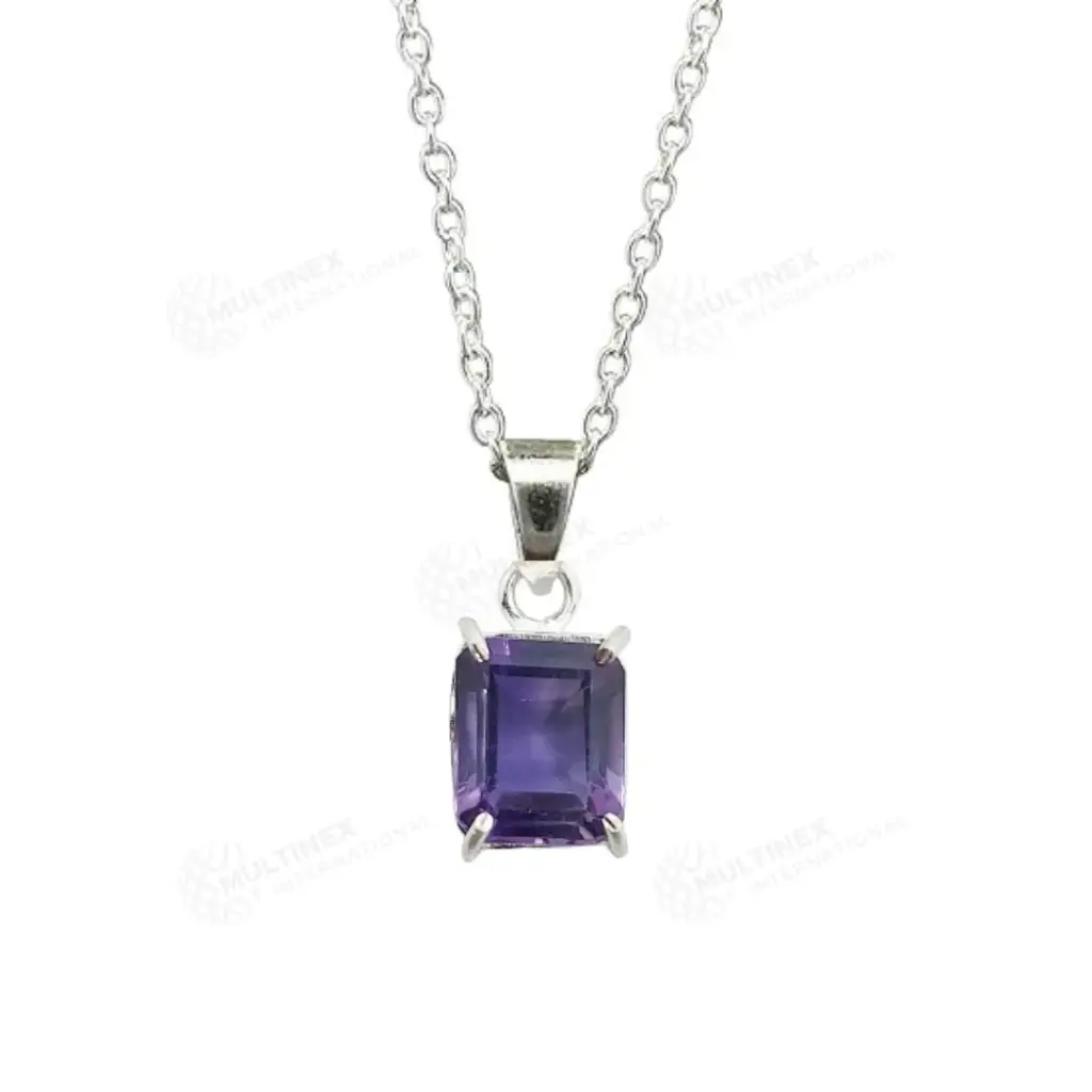 Natural Amethyst Rectrangle Pendant