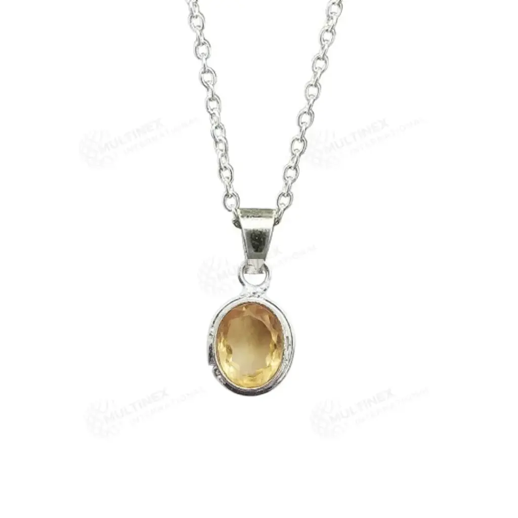 Natural Citrine Oval Pendant