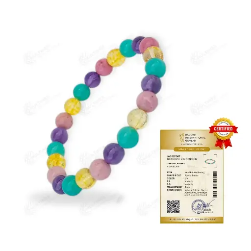 [MI-IB11] Health & Wellbeing - Natural Gemstone Intention Bracelet (Certified)