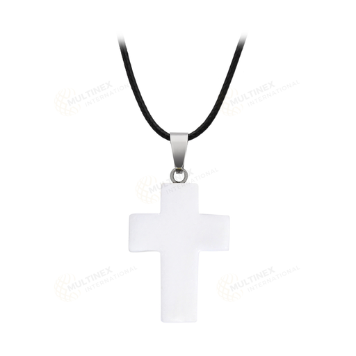 [MI-CP05] Natural Clear Quartz Crystal Gemstone Cross Pendant Necklace
