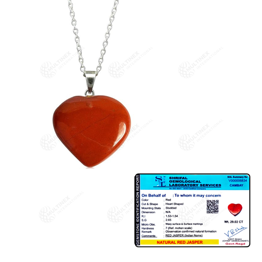 [MI-HP04] Natural Red Jasper Crystal Gemstone Heart Pendant Necklace