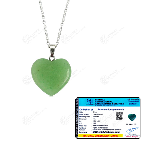 [MI-HP05] Natural Green Aventurine Crystal Gemstone Heart Pendant Necklace