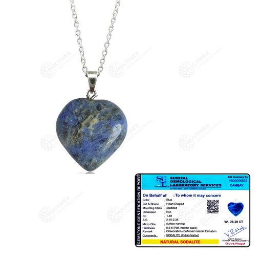 [MI-HP07] Natural Sodalite Crystal Gemstone Heart Pendant Necklace