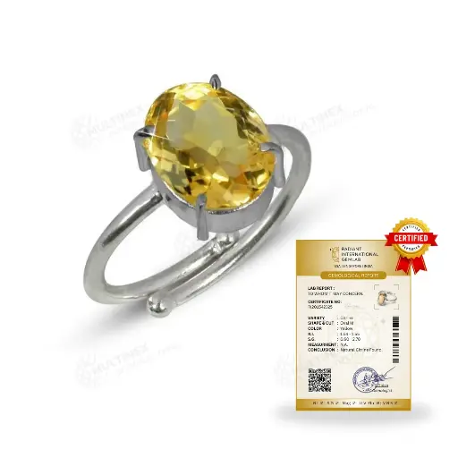 [MI-CRP01] Natural Citrine Gemstone Silver Ring (Certified)